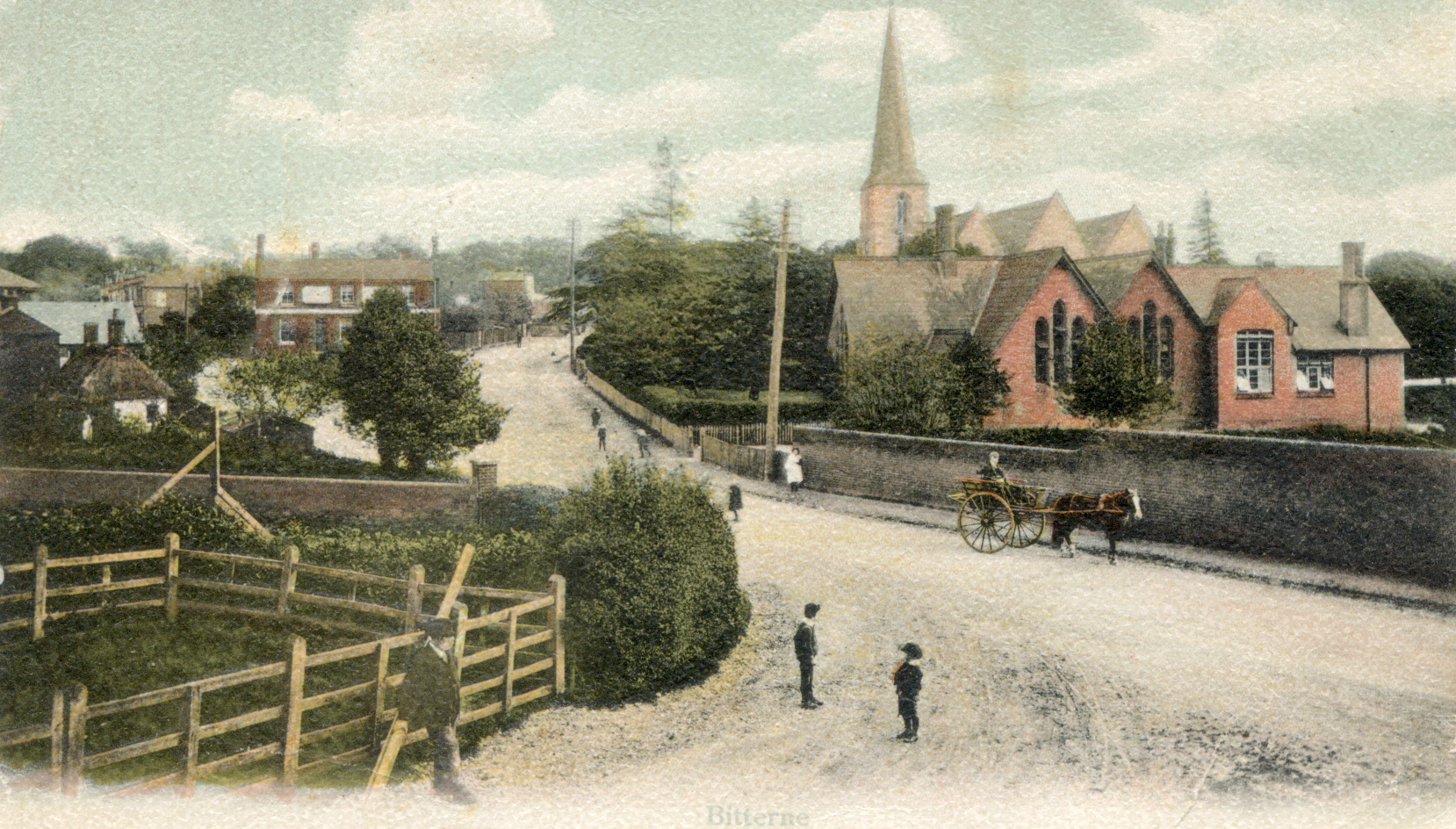 Bitterne Church, School and Red Lion circa 1905